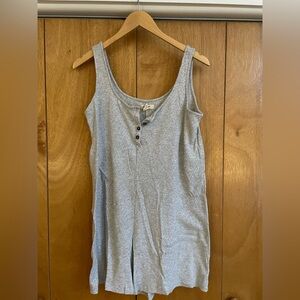 Madewell Heather Grey Pointelle Sleep Romper, Stretchy & Comfy, size Medium